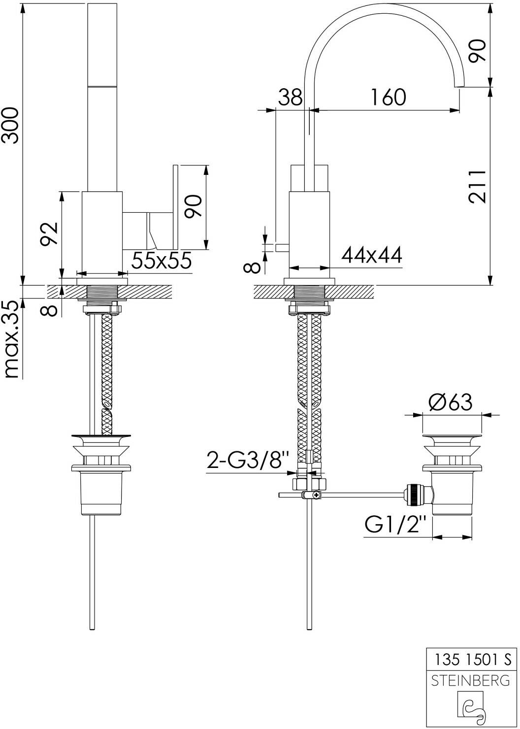 Steinberg Serie 135 Waschtisch-Einhebelmischbatterie