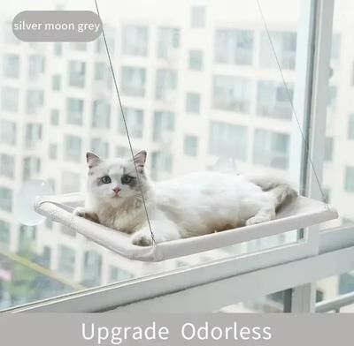 Inspired Finds Ultra Soft Window Cat Hammock Bed For Cozy Sunbathing & Naptime grey