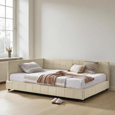 Fundinbaths Full Size Velvet Upholstered Tufted Daybed Frame with Backrest and Armrest, Mid-Century Sofa Bed for Bedroom or Living Room