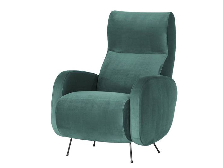 Sessel Vains Grün/Petrol Samt Ravi ohne Hocker 78 x 104 x 93cm