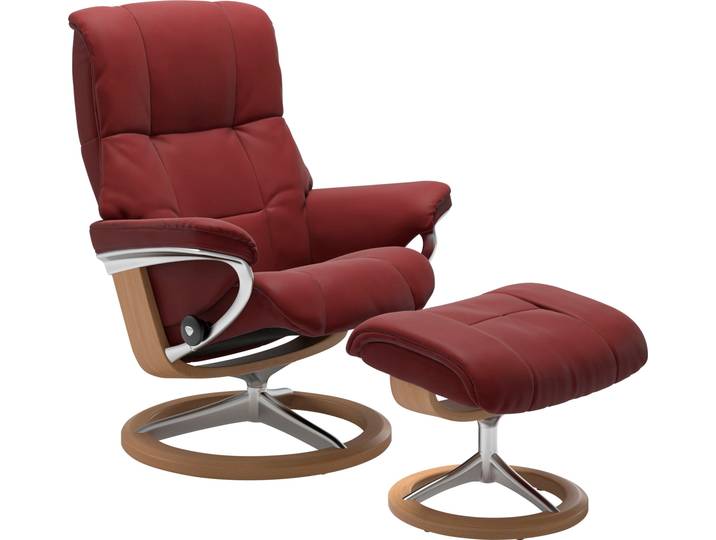 Fußhocker, Leder BATICK & PALOMA, Rot (Cherry), 55×41×39 cm, Signature Base, Klassisch, Stressless