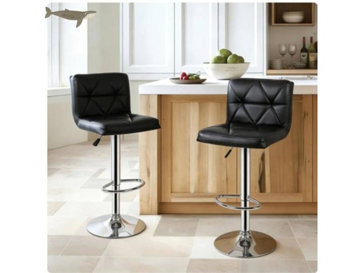 MIPAN.Tabouret De Bar Carré - Tabouret De Bar Reglable En Hauteur 89-109 cm - Tabouret De Bar en PU - Avec Dossier - Noir