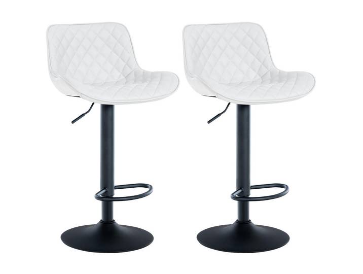 CLP Barhocker 2er Set Lederlook Weiß, Metall, 48x81x54 cm, Esszimmer, Barmöbel, Barhocker