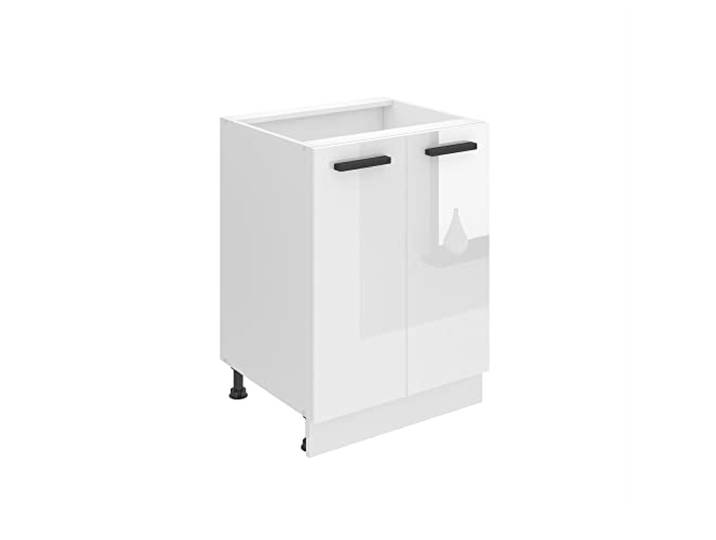 Belini Unterschrank SD2 60 cm, ohne Arbeitsplatte, Weiß Hochglanz Küche, Küchenunterschrank Breite, Küchenschrank mit 2 Türen