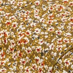 Viskose-Blusenstoff/Javanaise "Blumen", ocker-color
