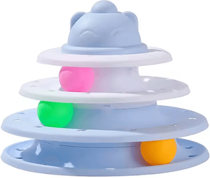 Inspire Curations SpinPaws Interactive 3 Tier Cat Track Tower Toy blue Cat Turntable