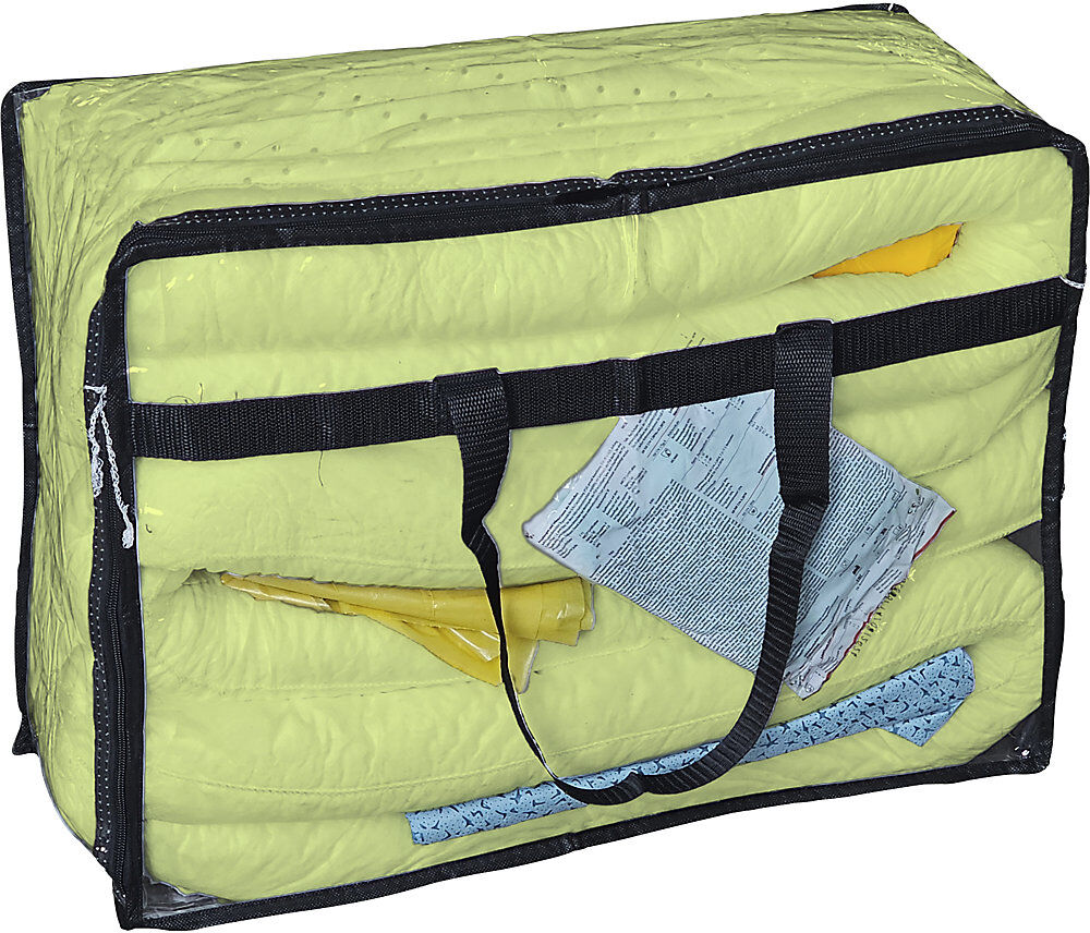 Leckage-Notfallset mit Einweg-Abdichtmatte, Tasche, Abdichtmatte, Vliese, Bindung 50 l, Ausführung Chemikalien, gelb eurokraft basic