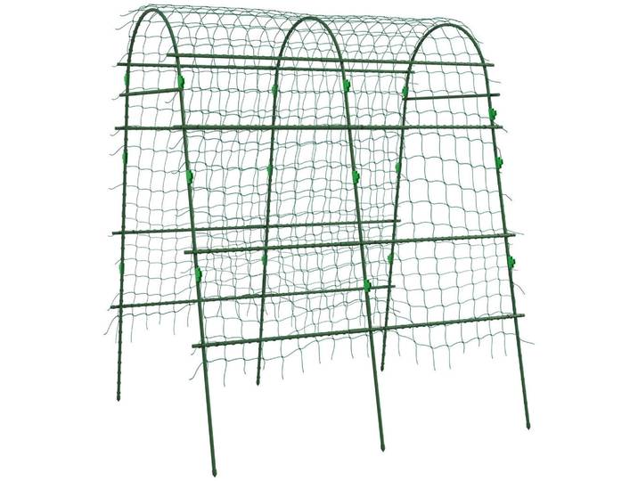Outsunny Rankhilfe für Kletterpflanzen, Verstellbares Spalier, für Garten, Balkon, Stahl, Grün, Metall, 144x206x167 cm, Dekoration, Gartendeko