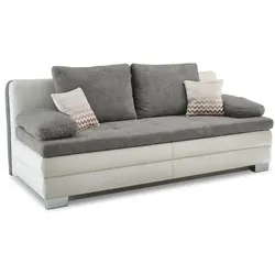 Schlafsofa Lincoln Stoff Grau, Weiß Grau /