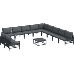 vidaXL Garten-Sofa-Set mit Kissen 12 pcs Anthrazit Stahl