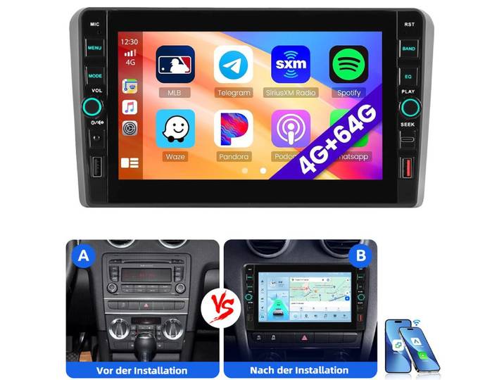 ESSGOO 9 Für Audi A3 S3 RS3 8P 8V Android 15 Carplay Autoradio (RDS, Digitalradio (DAB), FM)