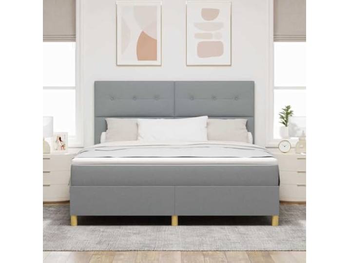 KTHLBRH Boxspringbett hellgrau 180 x 200 cm Stoff Verstellbares Kopfteil, ergonomisches Design, moderner Stil für zeitgenössische Zimmer