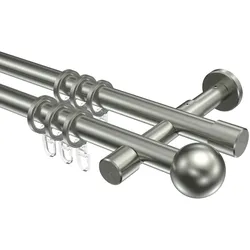 GARDINENSTANGE Prestige Luino 120 cm, 2-läufig, 20 mm Ø Edelstahl-Optik