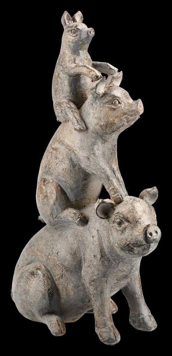 Handgeschilderd Varkens Piramide Figuur Decoratie Beeldje Multicolor - Hoogte: 35 cm