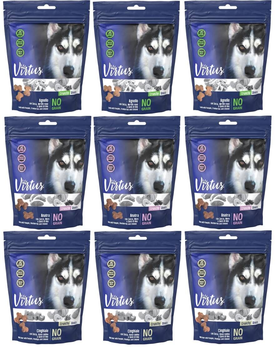 Kit Multigusto 9x150G Virtus Dog Crunchy Snack Carne MIX MULTIGUSTO