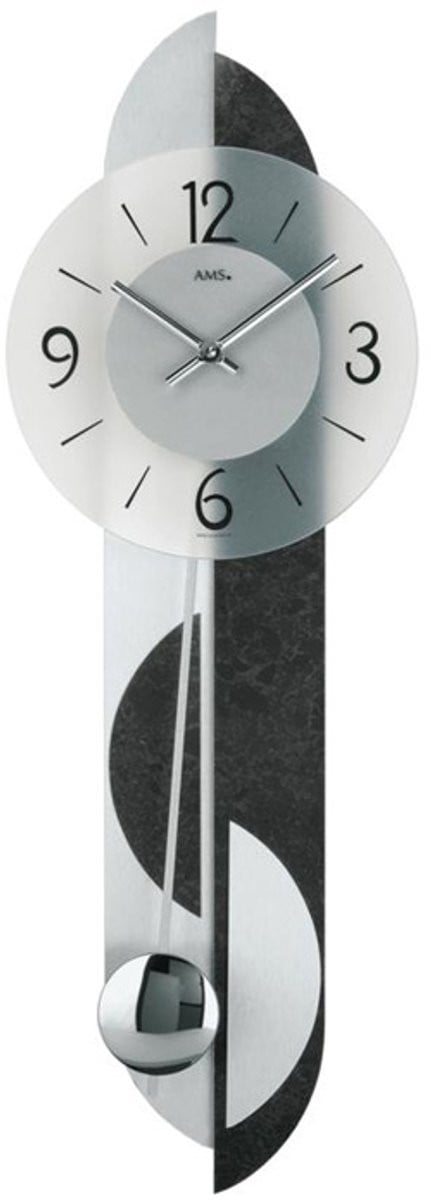 AMS 7299 Analoge Klok - Aluminium - Grijs - Breedte: 69 cm, Hoogte: 23 cm
