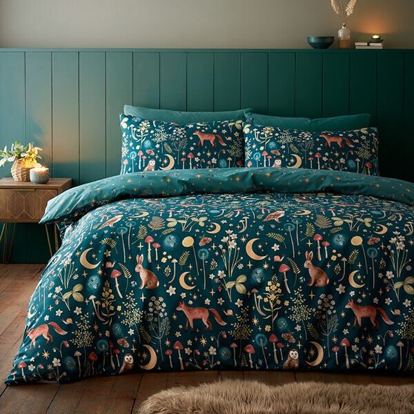 Catherine Lansfield Enchanted Twilight Duvet Set Forest Green