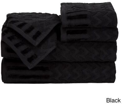 6-Piece Cotton Deluxe Plush Bath Towel Set – Chevron Patterned by Windsor Home