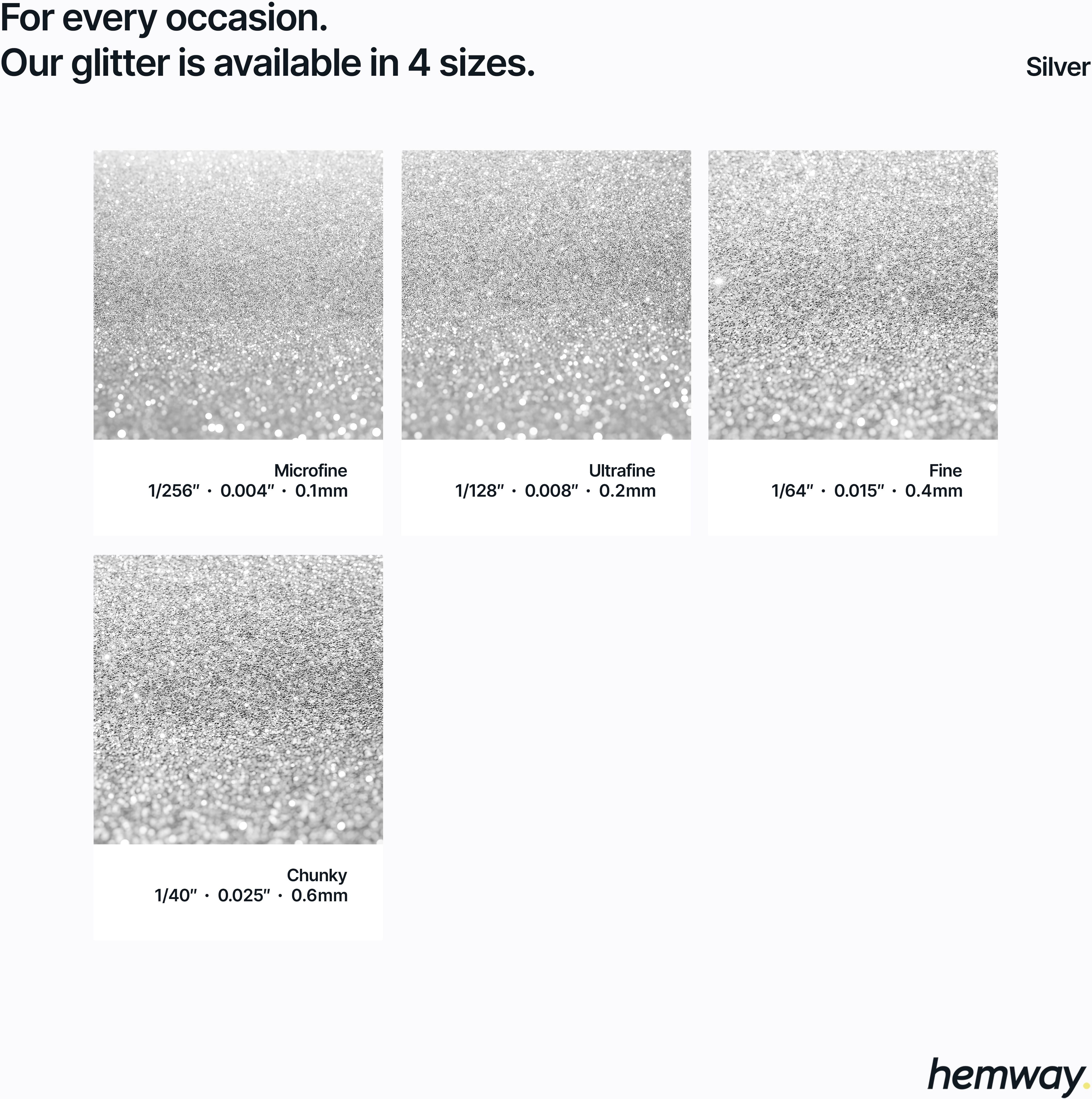 Hemway Glitter For Tile Grout 100g / 3.5oz   Silver   Waterproof   Fade Resistant - Silver - Fine 100g