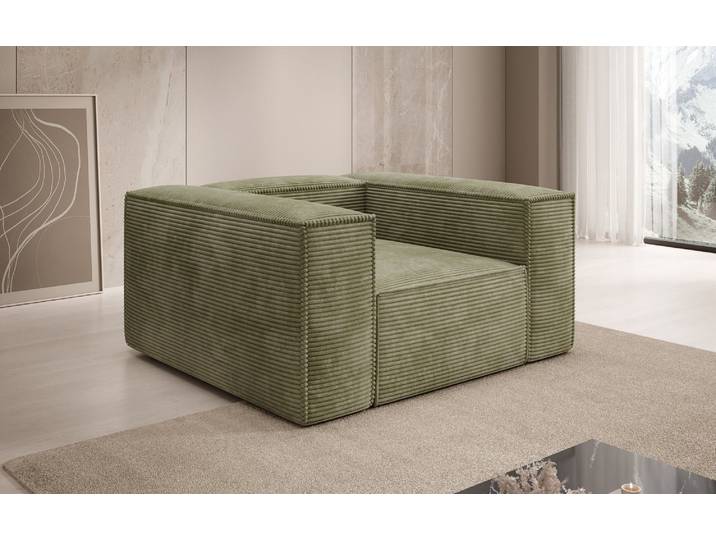 Designer Sofa-Sessel Lesley in Cord - Salbei - Cord - Luxusbetten24