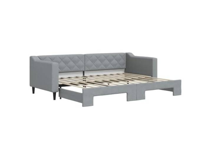 Makastle Tagesbett Ausziehbar Hellgrau 80x200 cm Stoff 100% Polyester Bezug