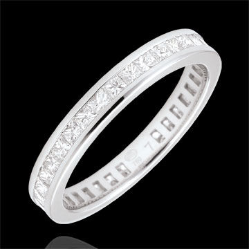 Edenly Trauring WeiÃŸgold PavÃ© - Kanalfassung - 1.02 Karat - Prinzessdiamanten