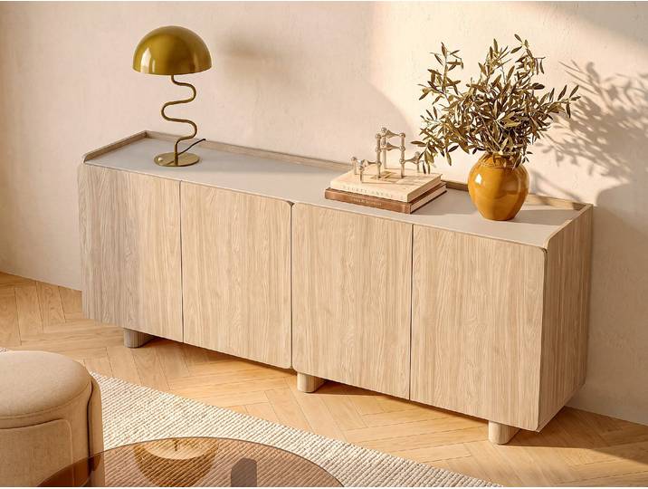 Sideboard mit 4 Türen - Naturfarben hell und Beige NOZYLO
