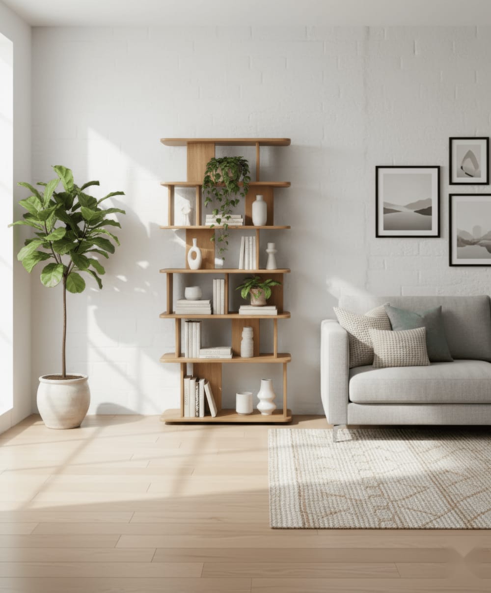 WOODEK Bibliothèque en chêne naturel Beige 35x192x90cm