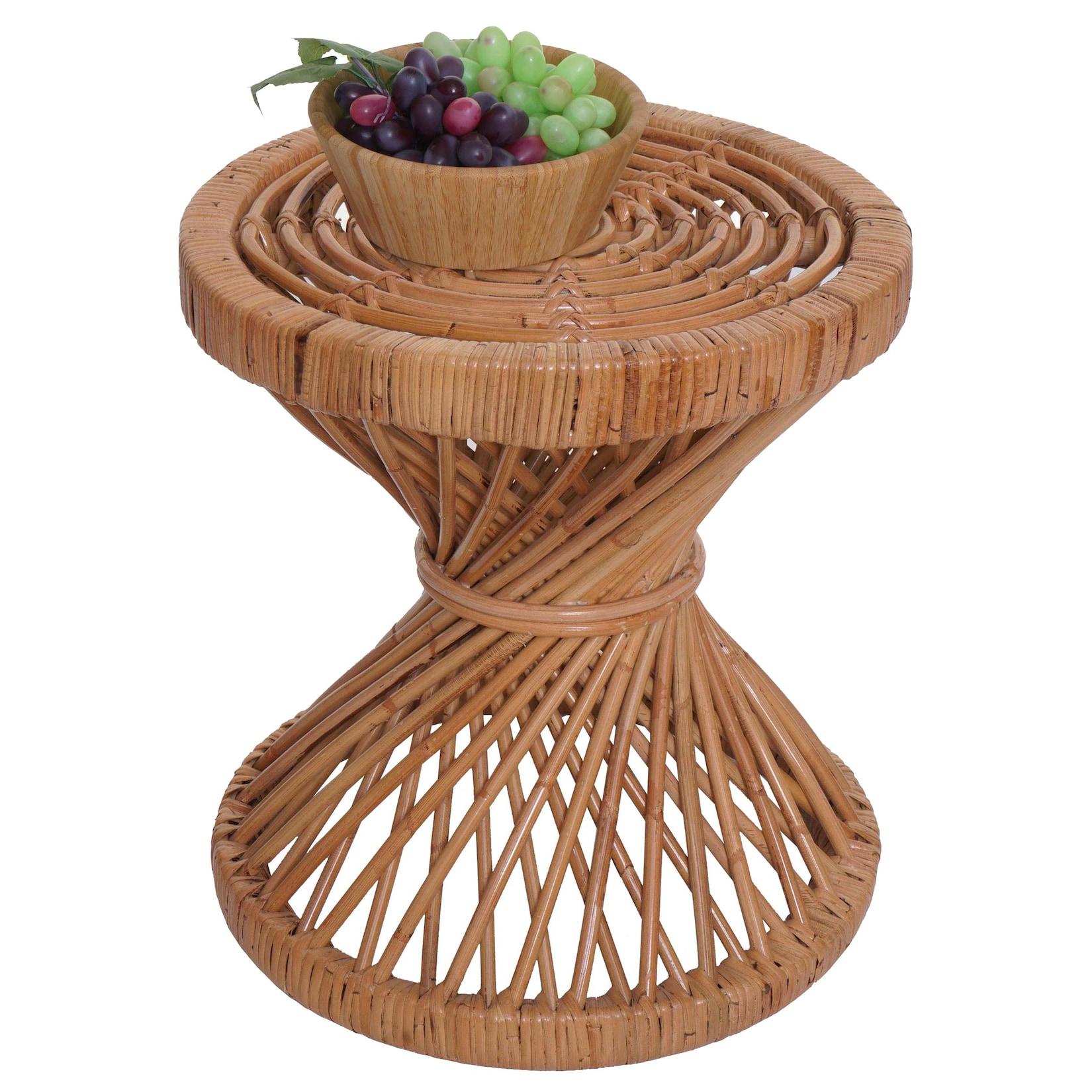 Beistelltisch MCW-M31, Blumentisch Rattantisch Kaffeetisch, rund 43x38x38cm, Kubu-Rattan natur