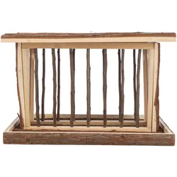 TRIXIE Heuraufe mit Boden und Dach, Rindenholz, 40 × 22 × 30 cm