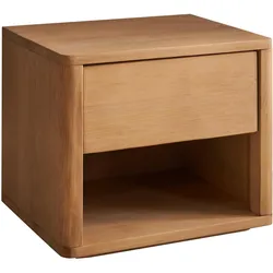 Schlafkontor, Nachttisch, Hilla Nachtkommode Nadelholz Massiv/Eichefarbig/1 offenes Fach + Schubkasten (48 x 38 x 41 cm)