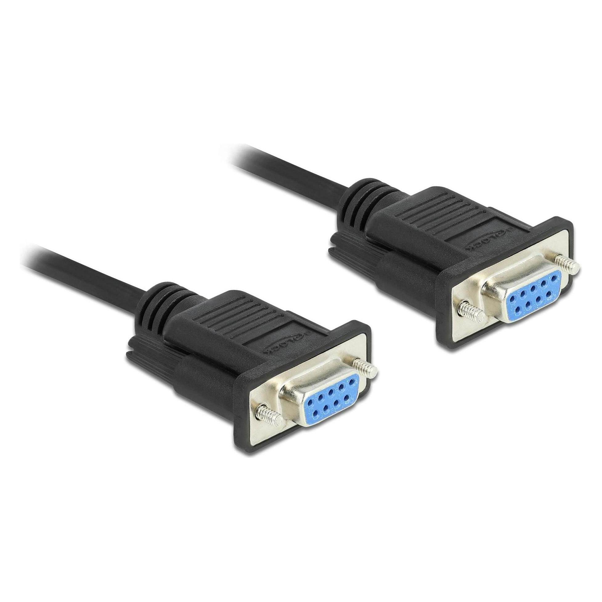 Delock Seriell Kabel RS-232 D-Sub 9 Buchse zu Buchse Nullmodem mit schmalem Steckergehäuse (5 m) (87516)
