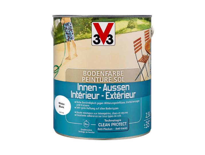 V33 Bodenfarbe Innen- und Aussenbereich Weiss 2.5 l