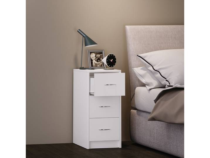 Table de chevet Boxal 66cm Blanc/Blanc