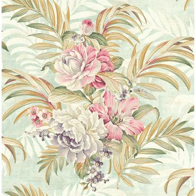 Seabrook Designs Lucia Tropical Floral Bouquet Unpasted Wallpaper