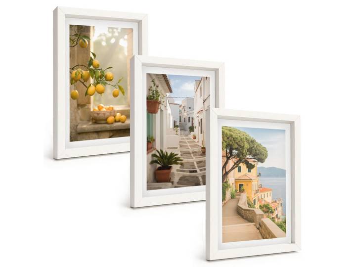 Tulup Bilder SET 3er Set - 20x30 cm Weißer Rahmen - Blick aus dem Fenster auf einen Zitrusbaum, Kunststoff, Rechteckig, 20x30 cm, gerahmt, Bilder & Rahmen, Bilder