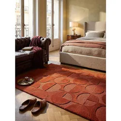 Wollteppich Hoch-Tief geometrisch Terrakotta 200 x 290 cm   Kadima