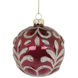 Chic Antique Weihnachtskugel mit Glitzer, rot, Ø8 cm, Modell 1