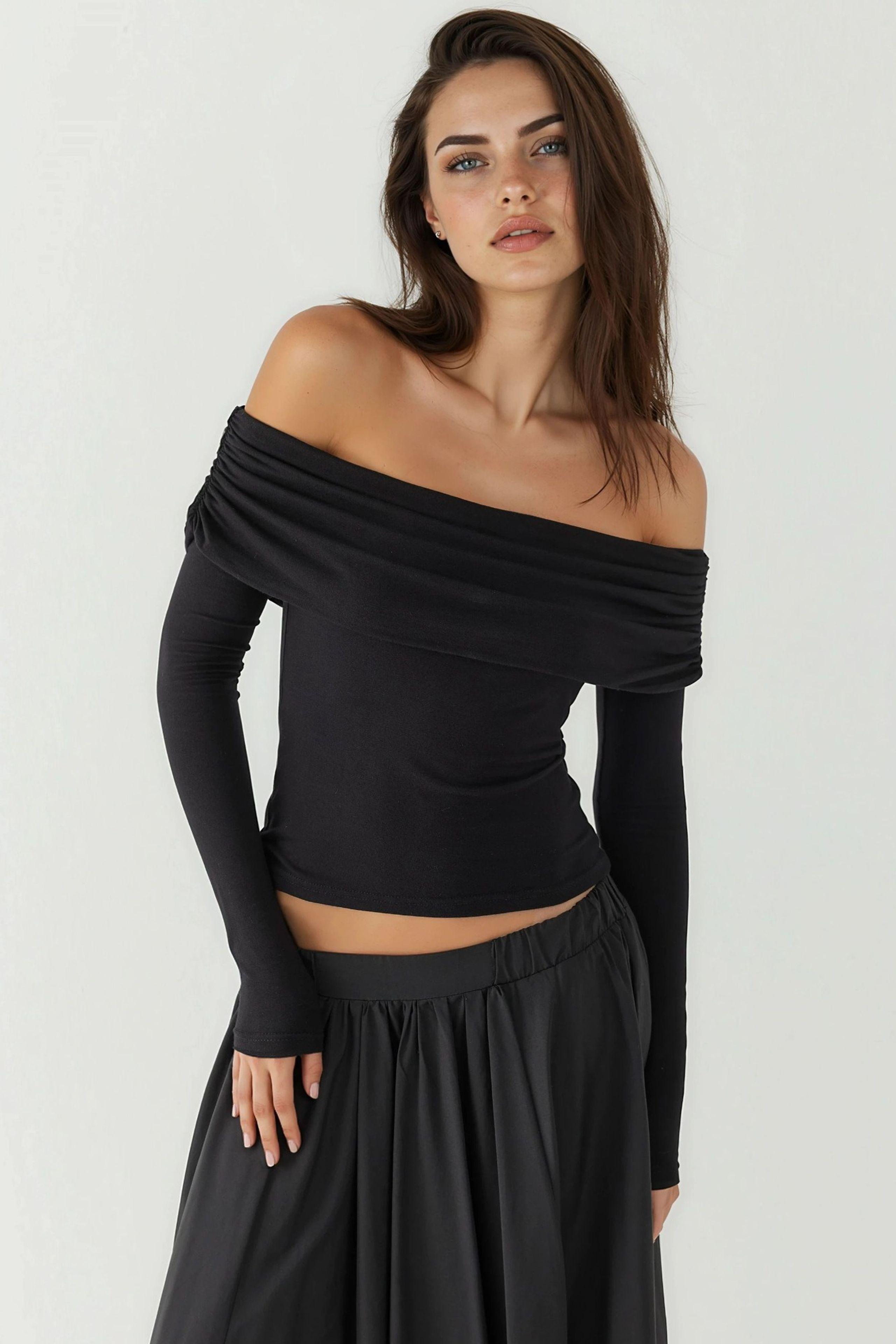 Schouderloze Gelaagde Blouse