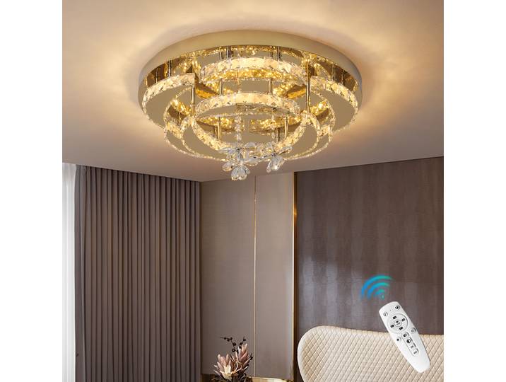Luxe or K9 cristal plafonnier Dimmable Led Lustre moderne salon salle à manger décor suspension Lustre maison luminaire
