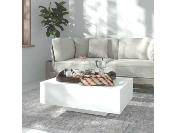 HEFZGDB Couchtisch Weiß 85x55x31 cm Holzwerkstoff Moderner Kaffeetisch Beistelltisch Wohnzimmertisch mit Stabiler Tischplatte für Getränke und Dekoration