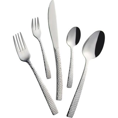 Besteck-Set MULEX "Madison", silber (edelstahlfarben), 30 Stk., Edelstahl 18/0, Essbesteck-Sets, Hammerschlagoptik