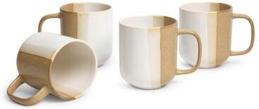 Sango Phoebe Caramel/White Coffee Mugs Set of 4, 15 oz Ceramic Cups