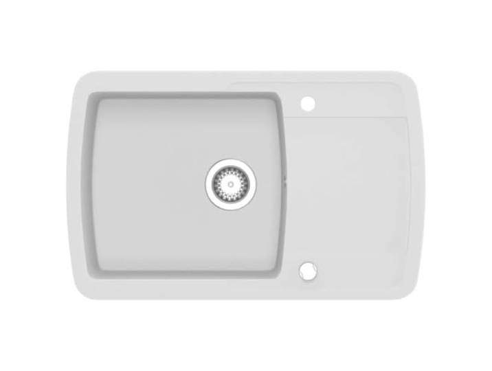 Xhnifbn Granitspüle Einzelbecken mit Abtropffläche Weiß 78x50 cm Reversible Einbauspüle für die Küche mit Hitzebeständigkeit bis 280 °C und inklusive praktischem Siebkörbchen.