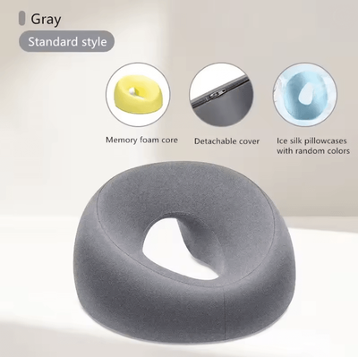 Inspire Essentials RestEase Memory Foam Face Down Pillow For Desk Naps And Massage Comfort gray