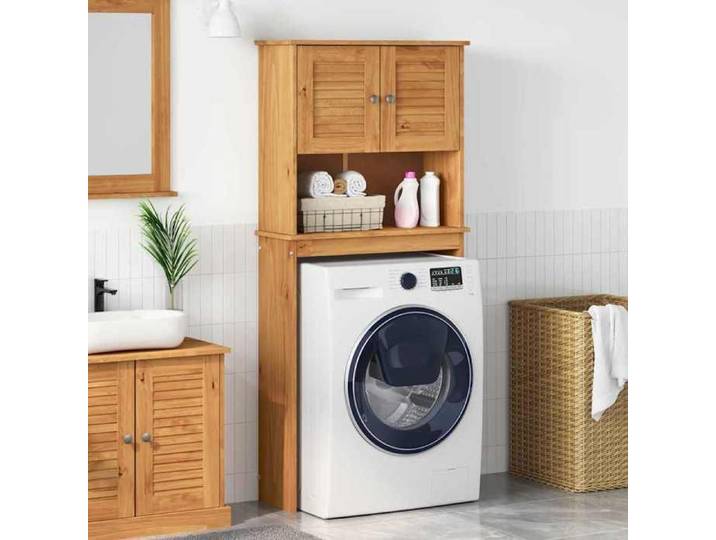 Joli & Fonctionnel - Cabinet pour lave-linge - avec stockage - VIGO Marron et Marron Miel - pour WC kda4730594