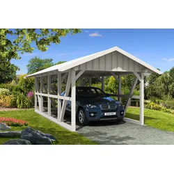 Skan Holz Schwarzwald Einzel 424x772cm Dachschalung weiss inkl.Abstellraum Holzcarport