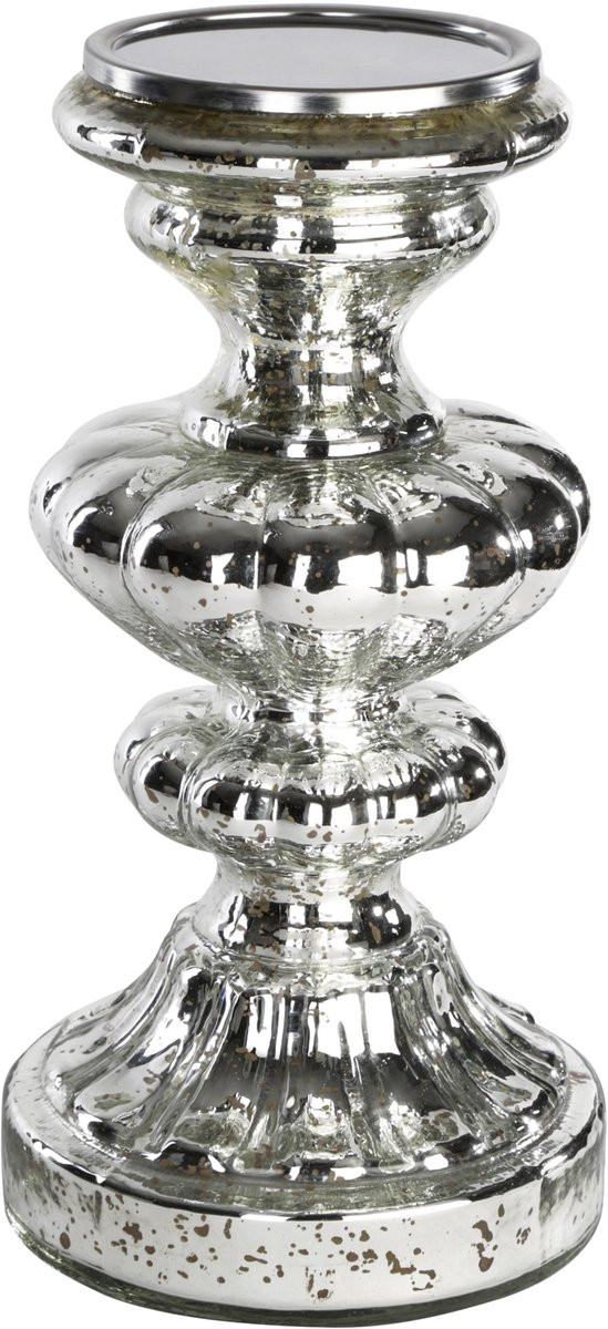 PTMD Zilveren Kerstkaarsenhouders Jingle Glass