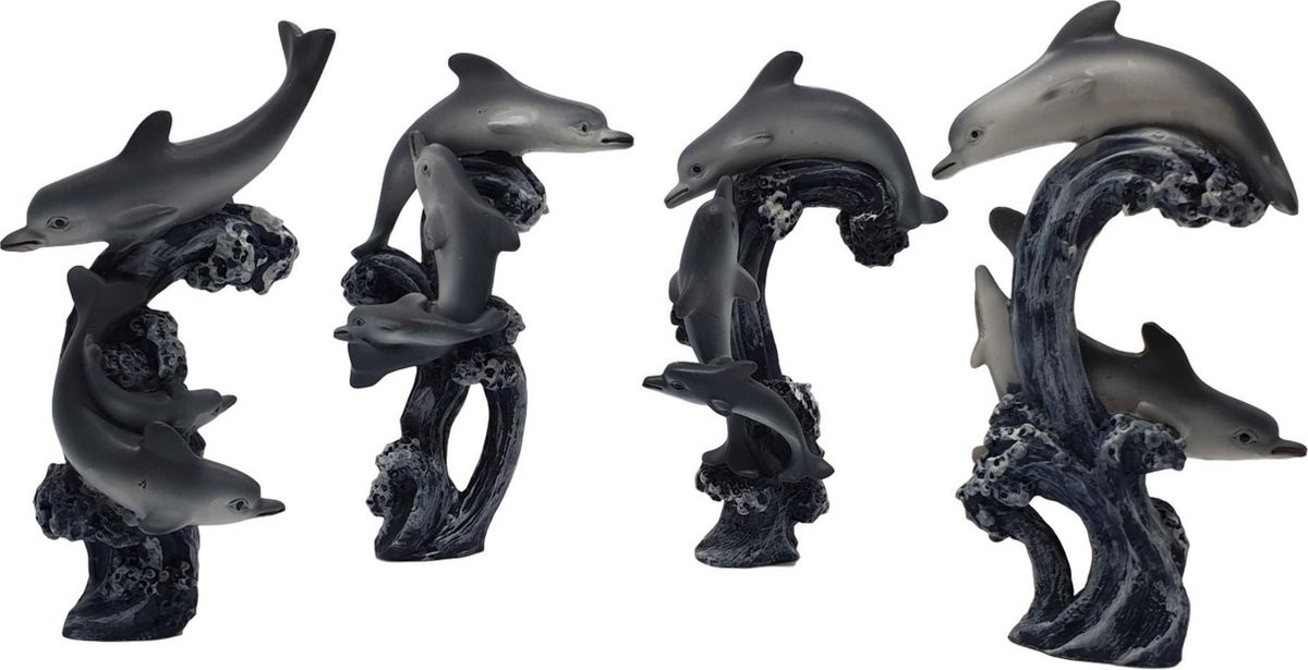 Set van 4 decoratieve dolfijn beeldjes van 13 cm hoog door Inspiring Minds
