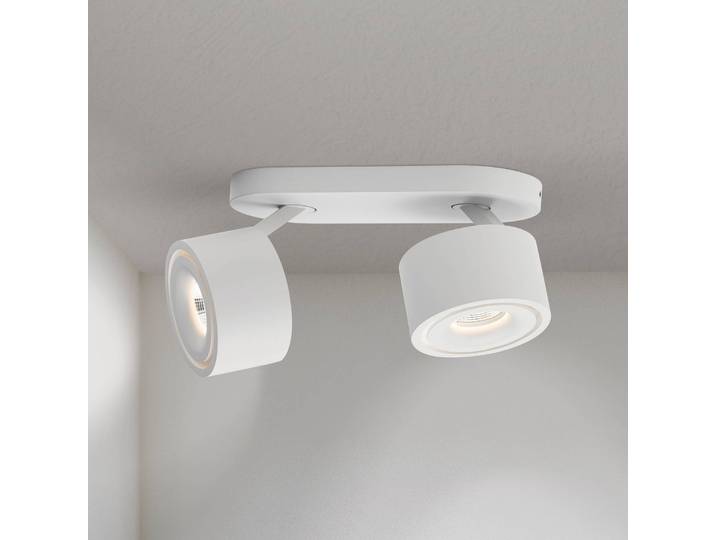 ORION LED-Deckenstrahler Specter, weiß, Länge 19,4 cm, Alu, 2-flg. dimmbar, weiß / opal, für Wohn- / Esszimmer, Aluminium, Modern, LED Deckenlampe